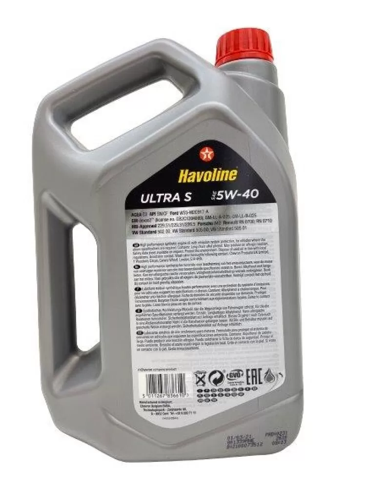 Havoline Ultra S SAE 5w-40- 5 Liter - bakside