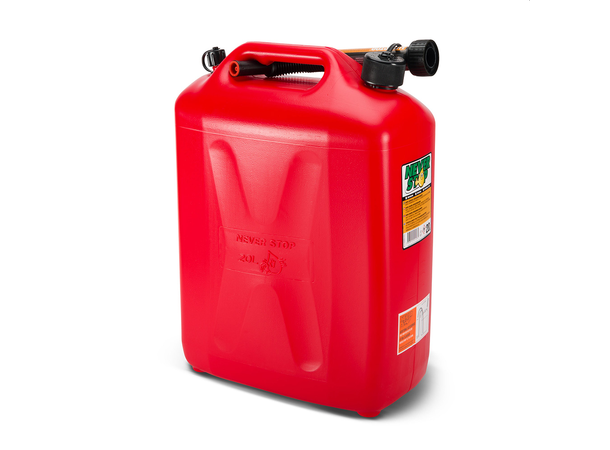 Never Stop Bensinkanne - Rød Plast - 20 Liter- Auto stop helle tut